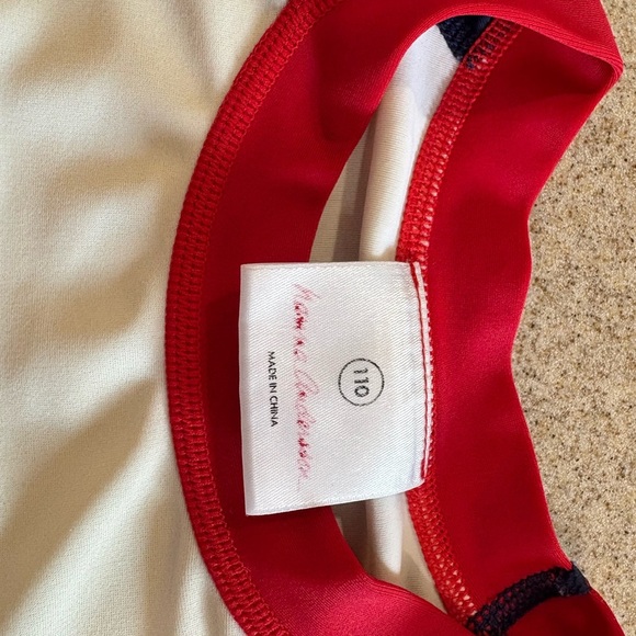 Hanna Andersson Red and White T-Shirt Swim Rashguard 3T/4T - Picture 2 of 2